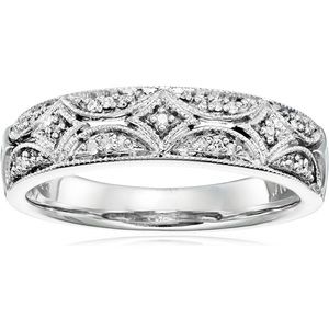 NEW Amazon Collection Sterling Silver Diamond Band Ring sz 6